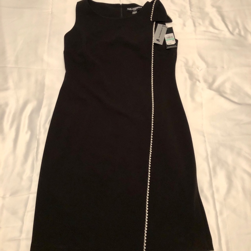 SOLD Karl Lagerfeld Black Pearl Trim Dress